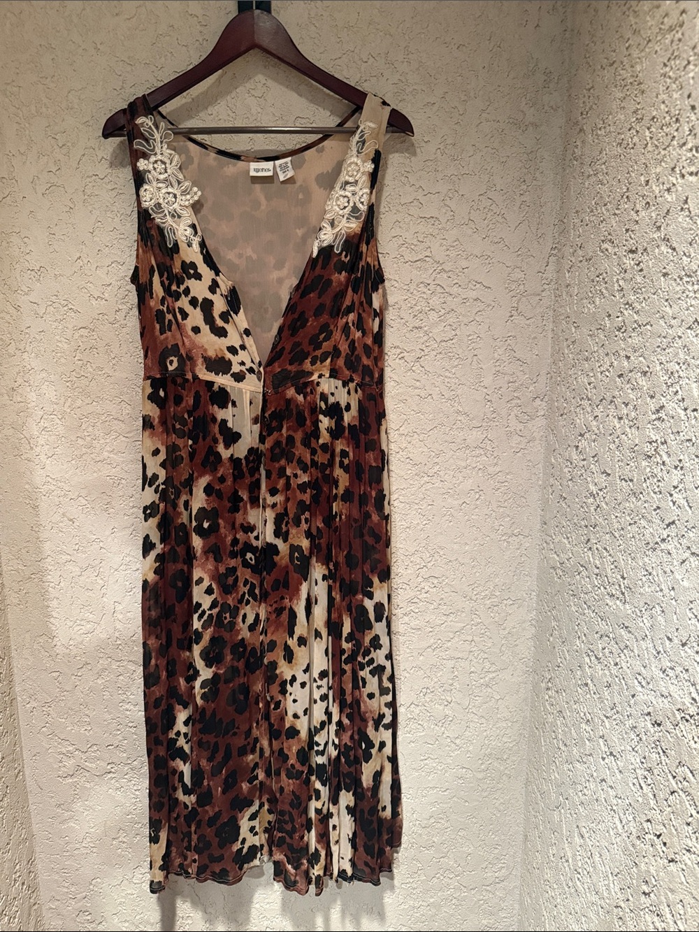 Together Leopard Lace Button-Front Midi Dress Vest Size 8